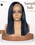 14" Kinky Straight Natural Black Lace Closure Wig