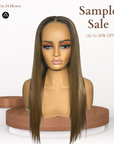 22" Straight Ash Brown Beige Blonde Lace Closure Wig