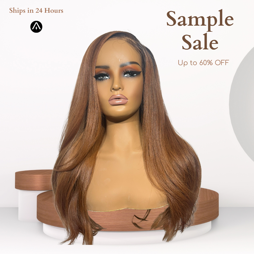 22" Straight Chestnut Auburn Lace Closure Wig