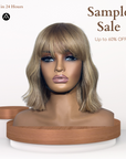 10" Straight Lowlight Blonde Lace Closure Wig [Bangs]