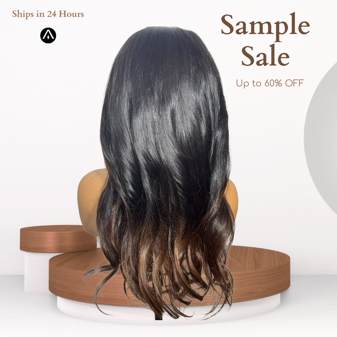 18" Straight Almond Highlight Lace Frontal Wig