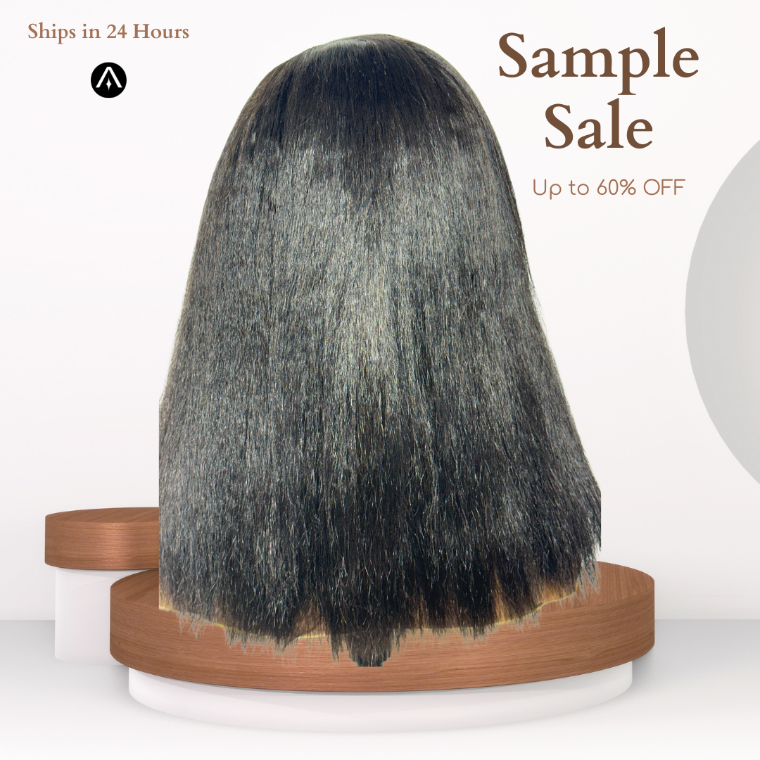 14" Kinky Straight Natural Black Lace Closure Wig