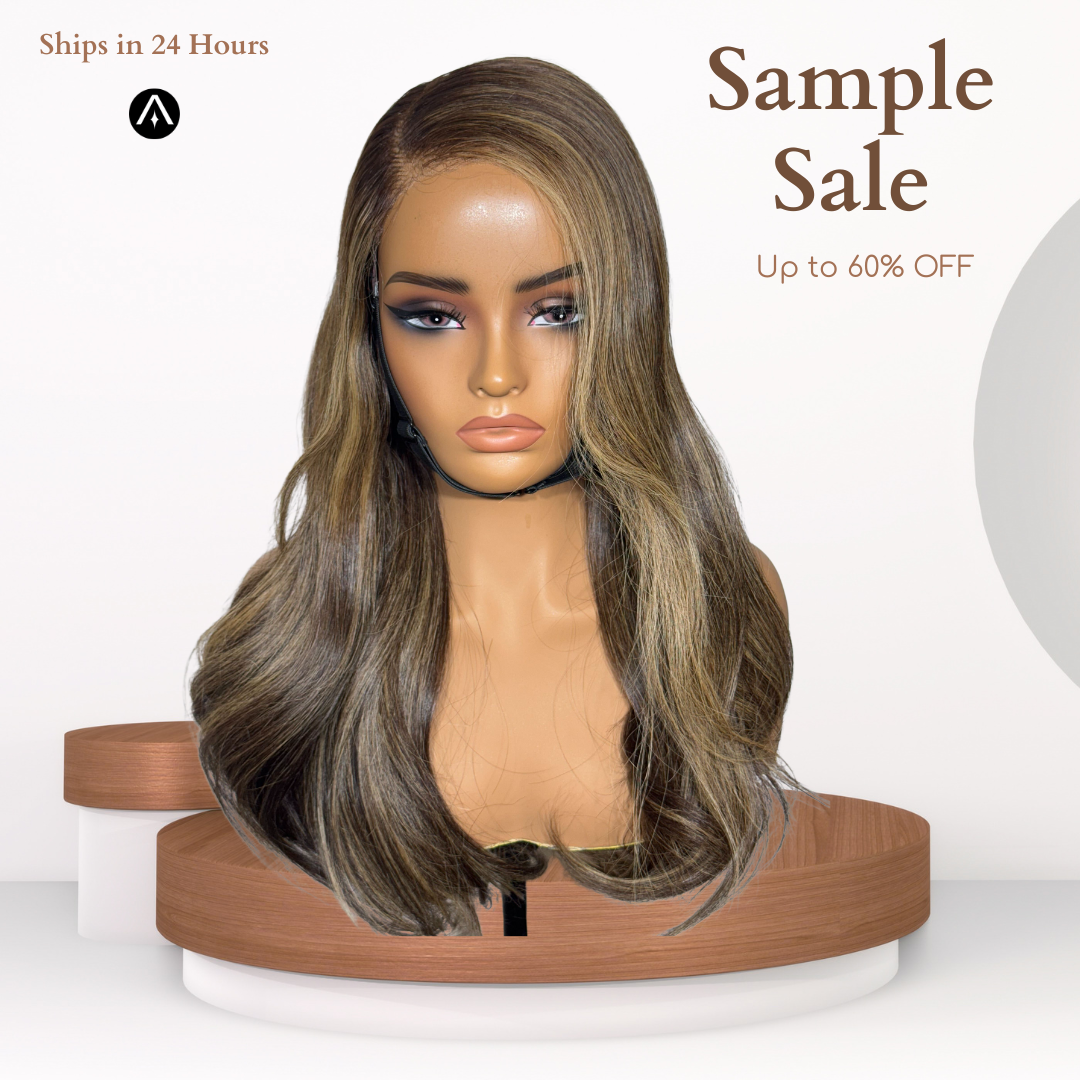 20" Straight Chestnut Brown Ash Blonde Lace Closure Wig