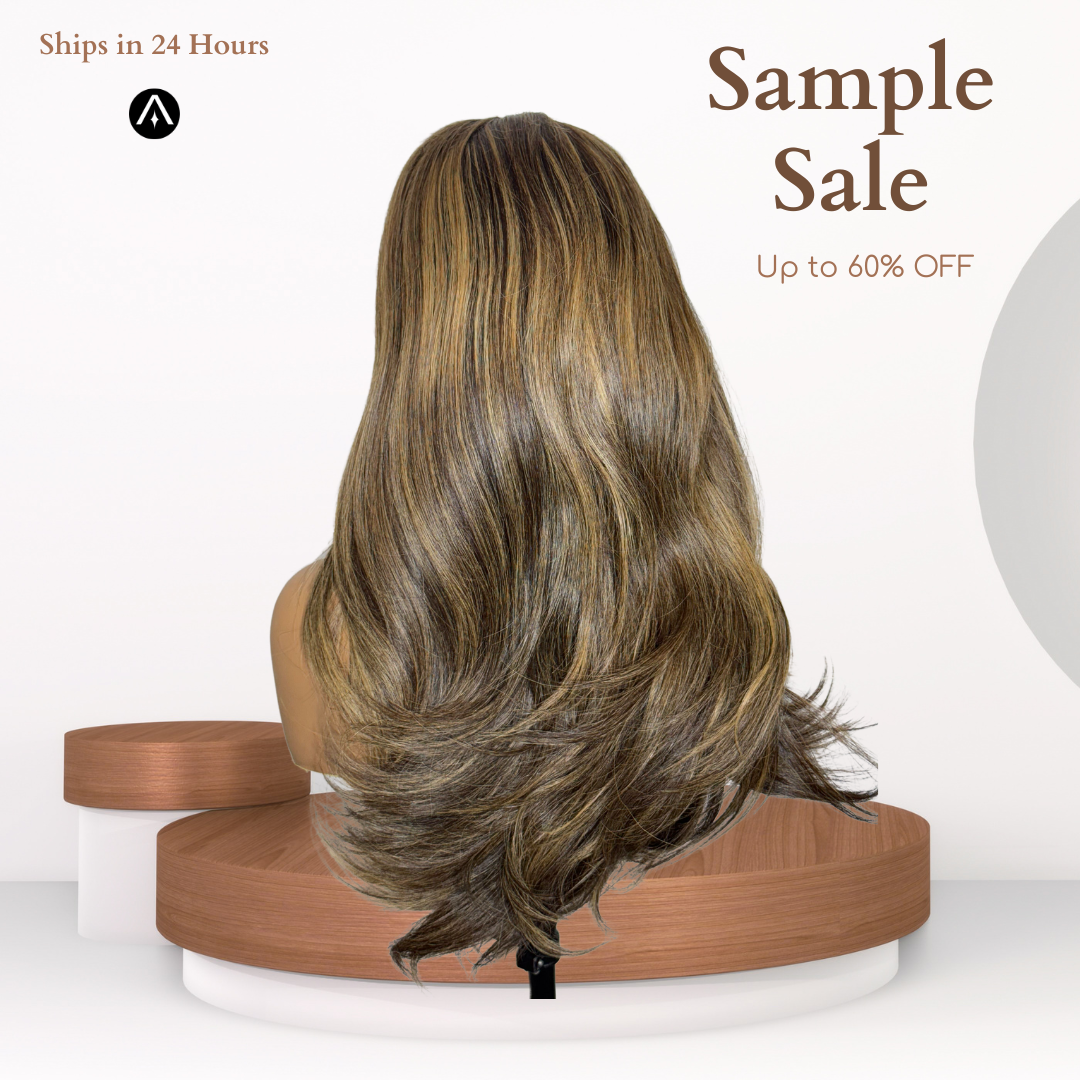 20" Straight Chestnut Brown Ash Blonde Lace Closure Wig
