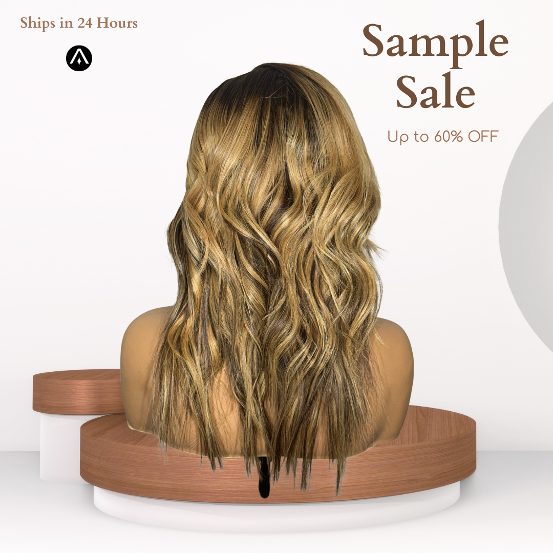 12" Straight Custom Rooted Caramel Lace Closure Wig