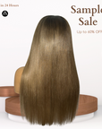 22" Straight Ash Brown Beige Blonde Lace Closure Wig