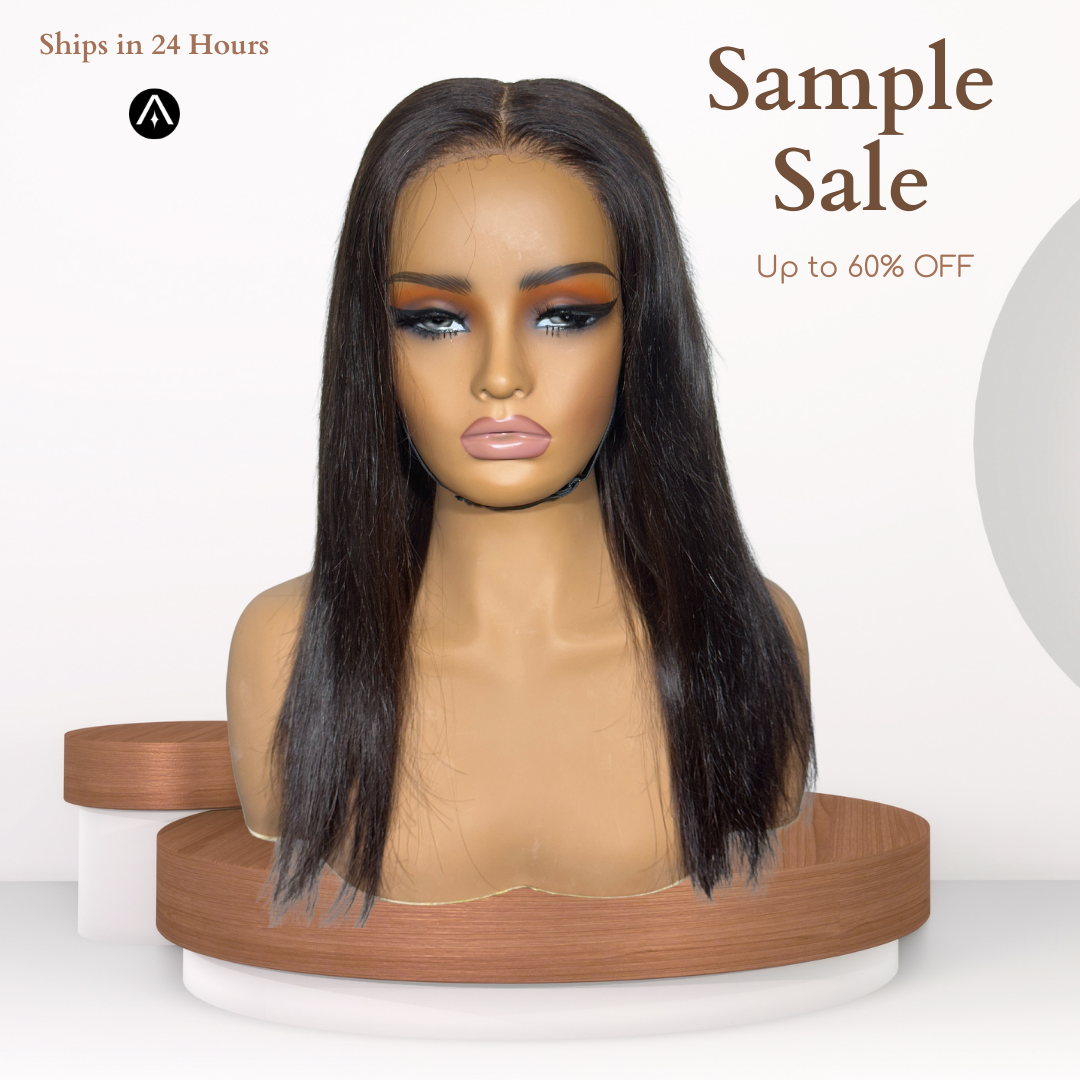 12" Straight Brown Highlight Lace Closure Wig