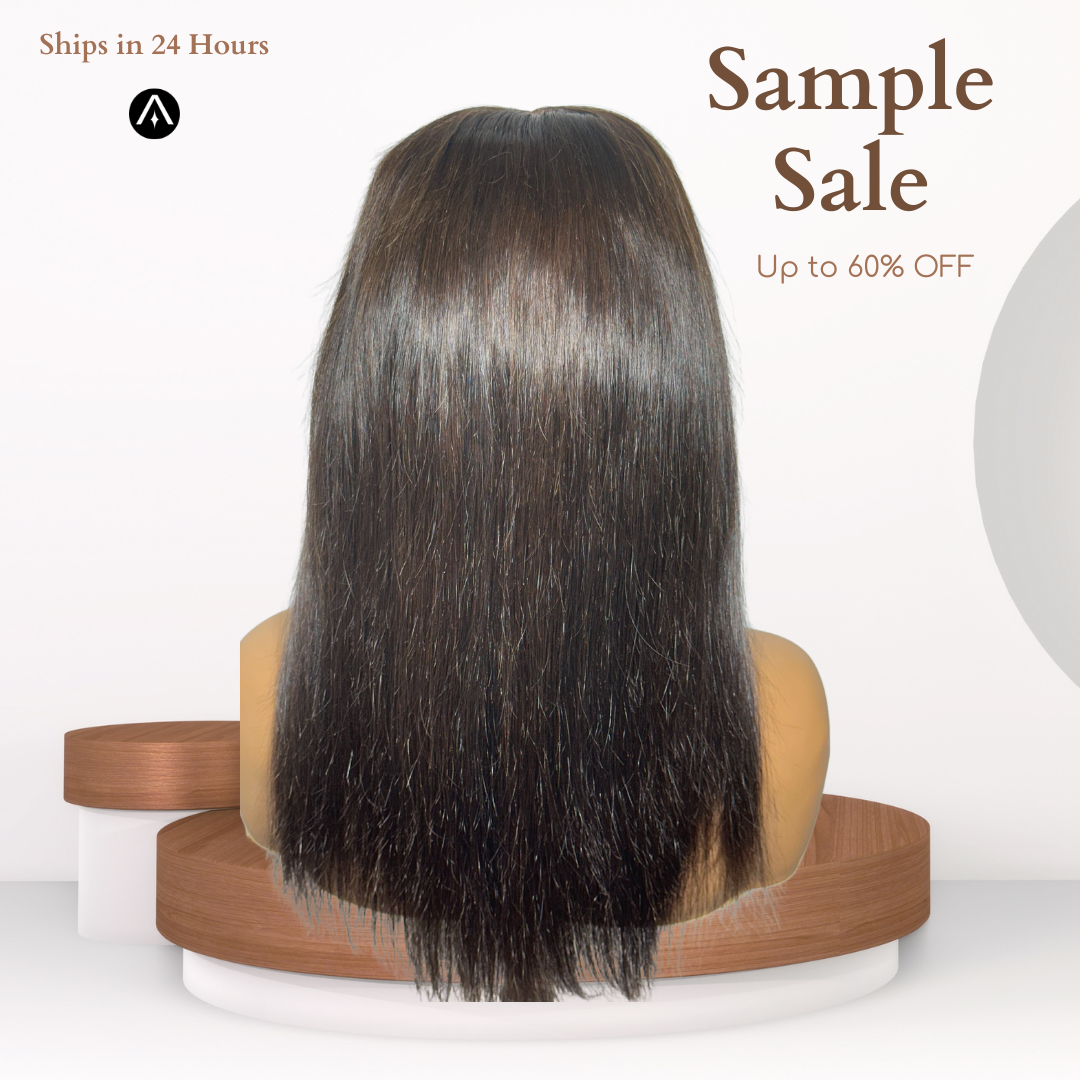 12" Straight Brown Highlight Lace Closure Wig