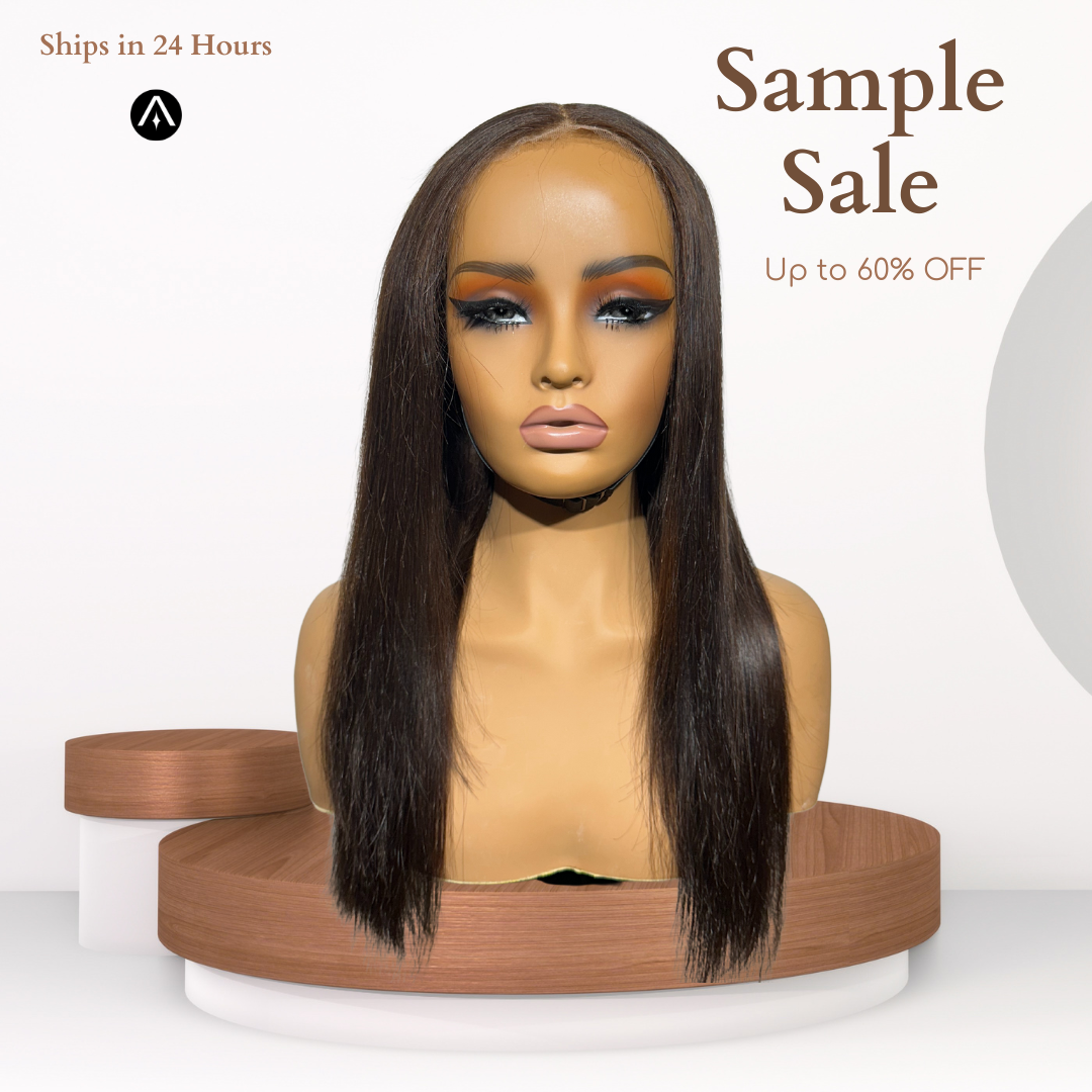 18" Straight Brown Highlight Lace Frontal Wig