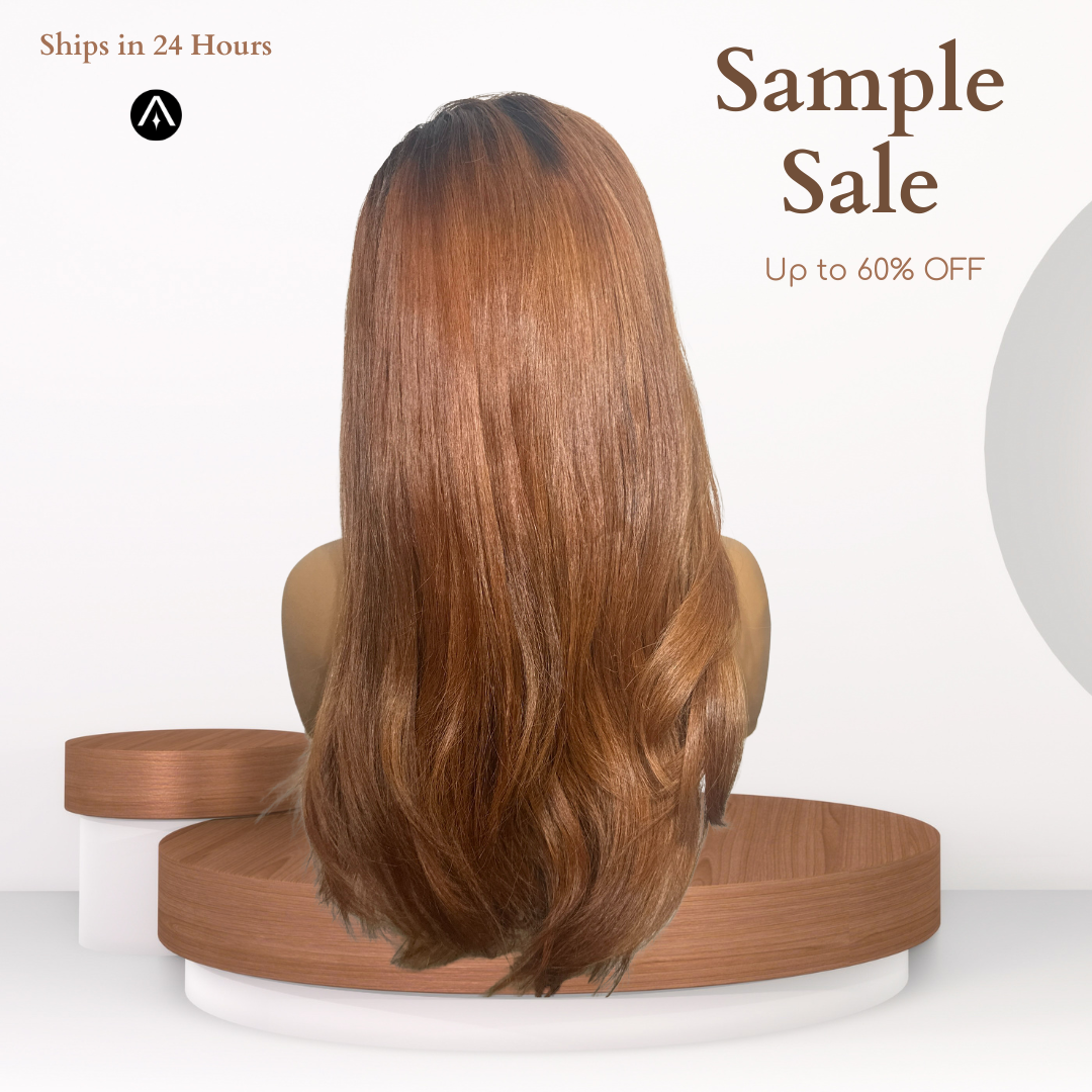 22" Straight Chestnut Auburn Lace Closure Wig