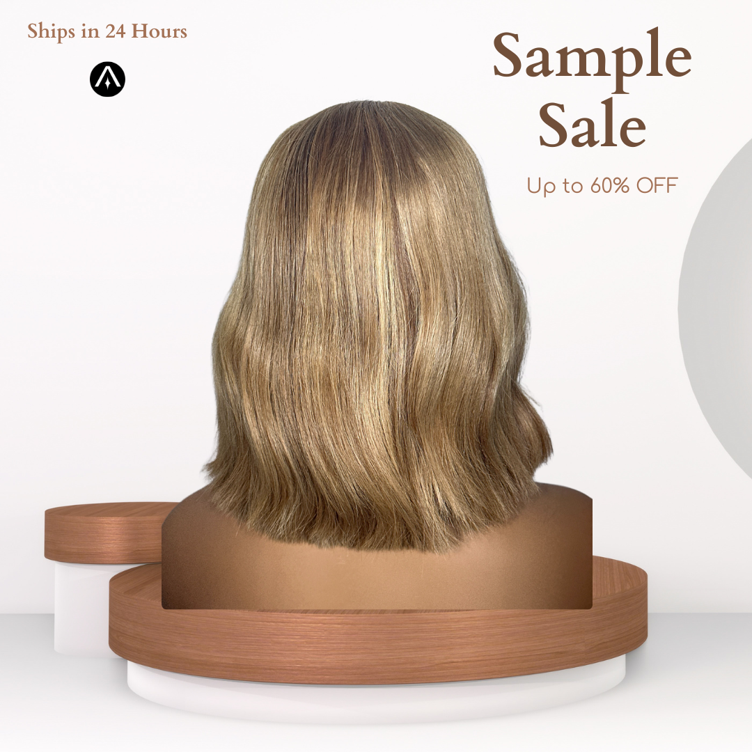 10" Straight Lowlight Blonde Lace Closure Wig [Bangs]