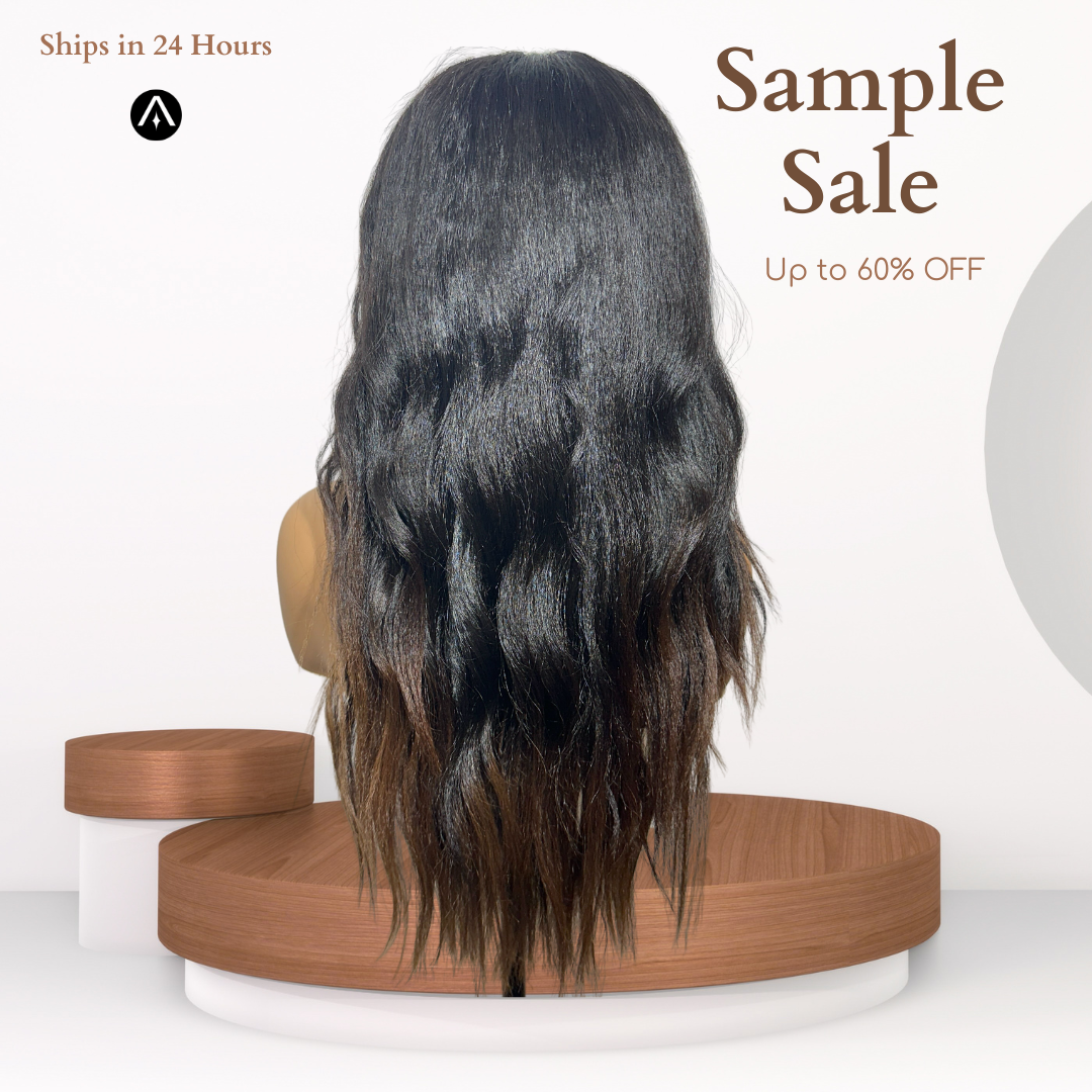 18" Kinky Straight Dark Ombre Lace Closure Wig