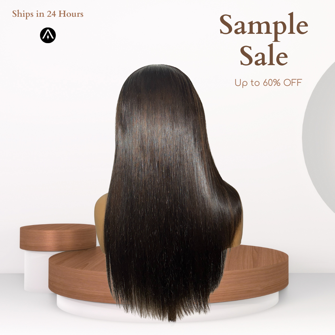 18" Straight Brown Highlight Lace Frontal Wig