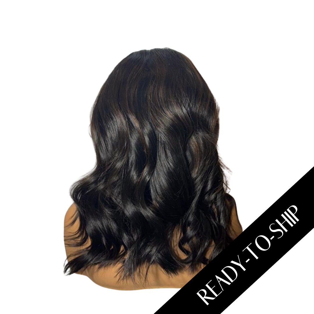 14" Chesnut Brown Highlights HD Lace Closure Wig 1