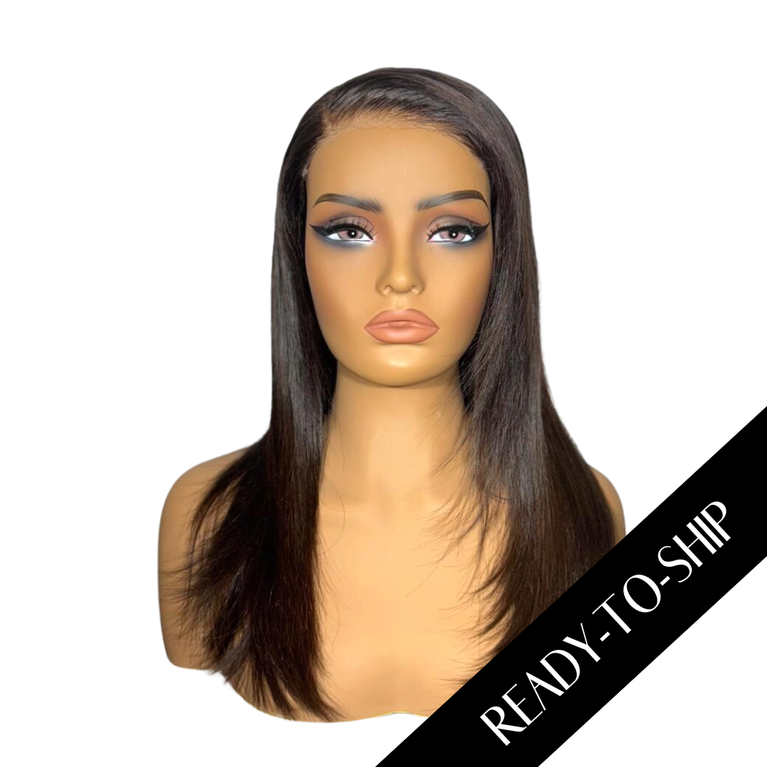 16" Straight Layered Chocolate Brown HD Lace Closure Wig