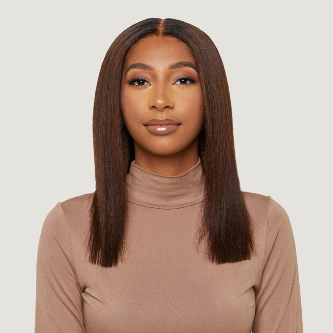 Very Straight HD Lace Wig in 14", Rooted Chocolate Brown